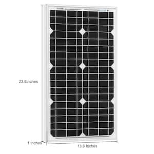30-Watt 12-Volt Mono Solar Panel, Compatible with Portable Chest Fridge Freezer Cooler
