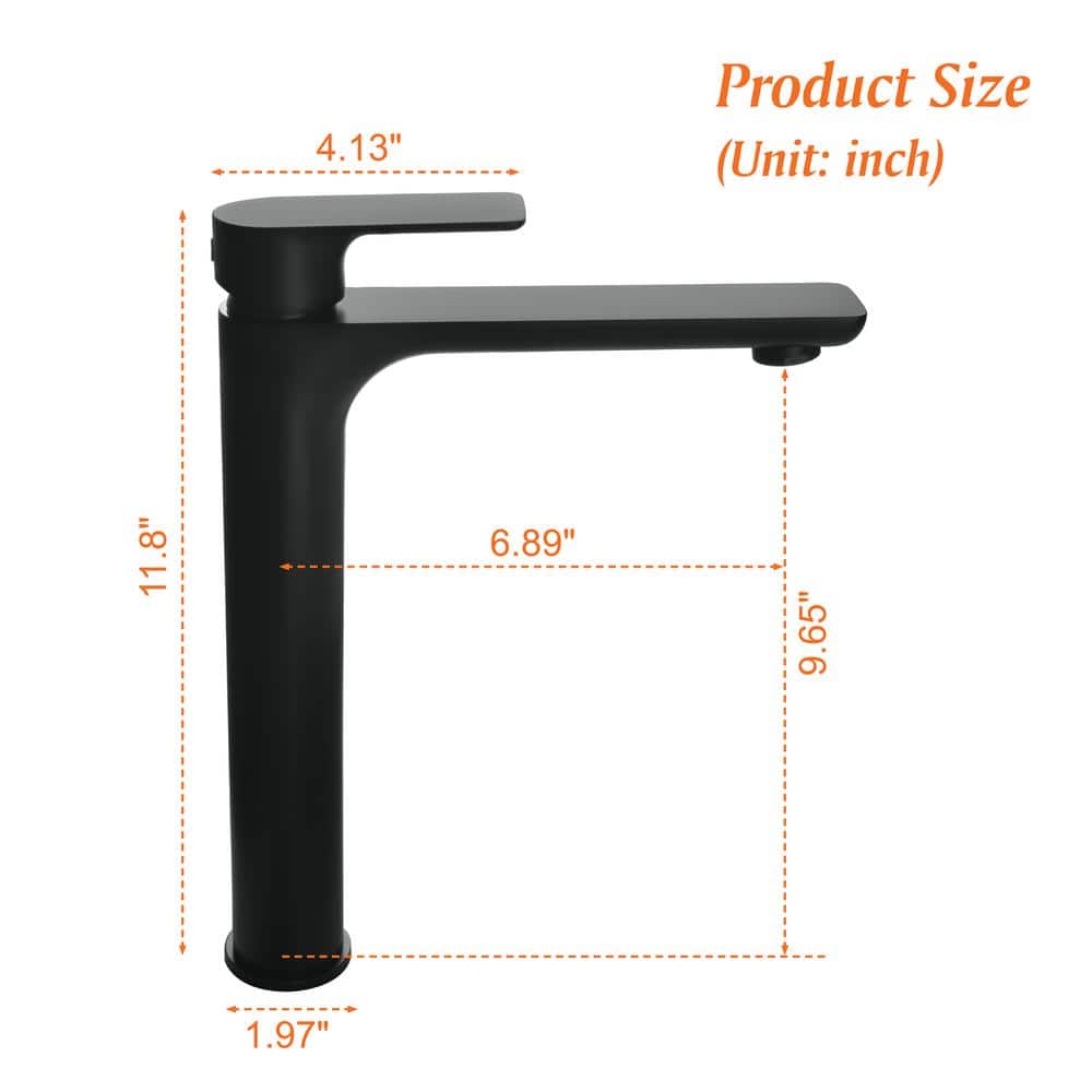Matte Black Single-Handle Brass Bathroom Vessel Sink Faucet