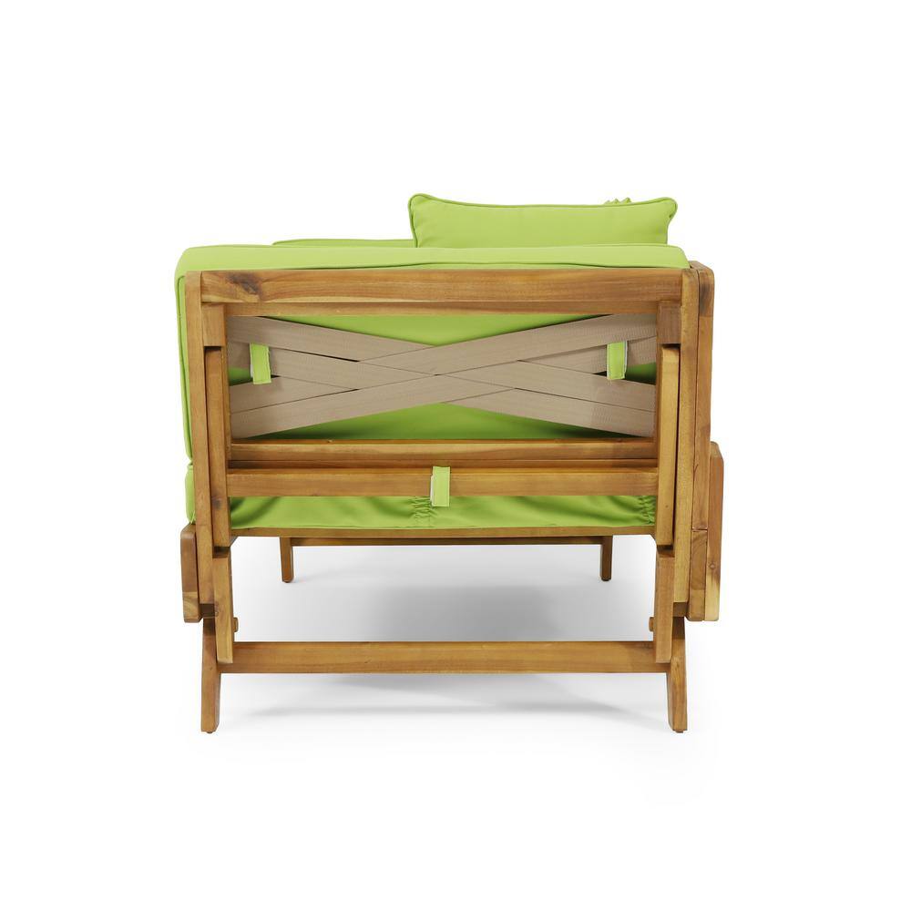 Expandable Teak Daybed with Light Green Cushions