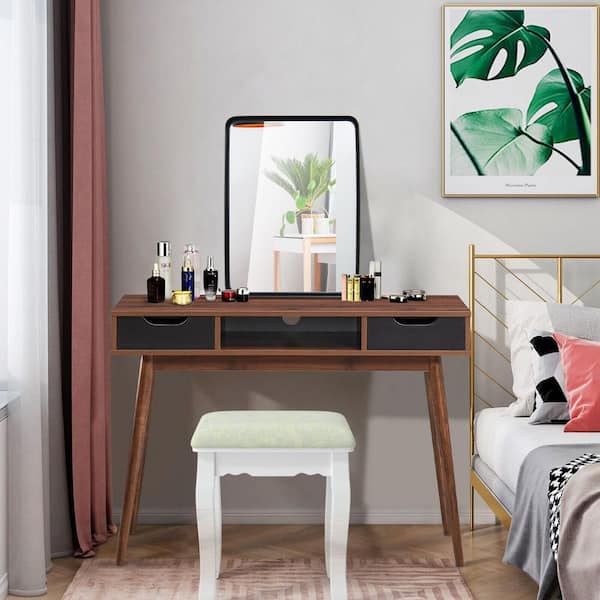 30 in. W x 22 in. H Medium Rectangular Steel Framed Wall Bathroom Vanity Mirror in Black