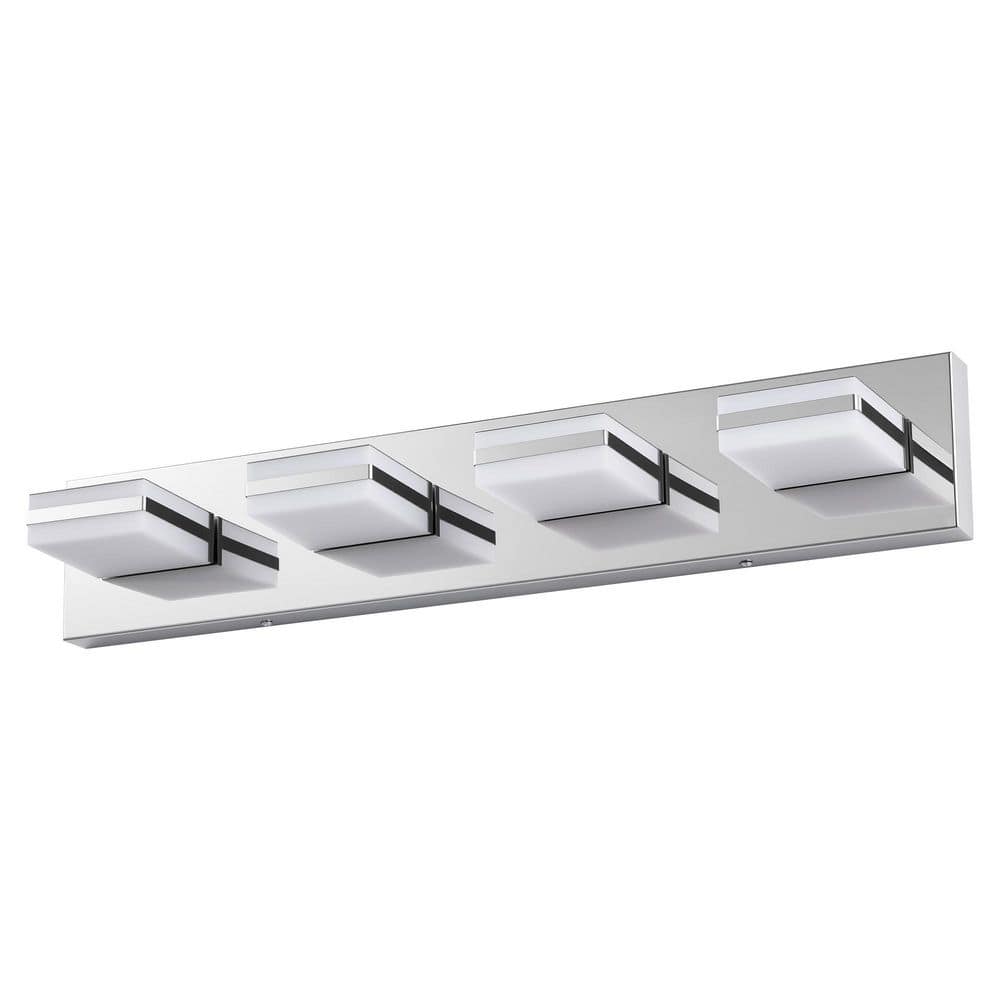 25.6 in. 4-Light Chrome 3CCT Adjustable Modern LED Vanity Light with Memory Function Rotatable Shades price history on PriceWatchPro
