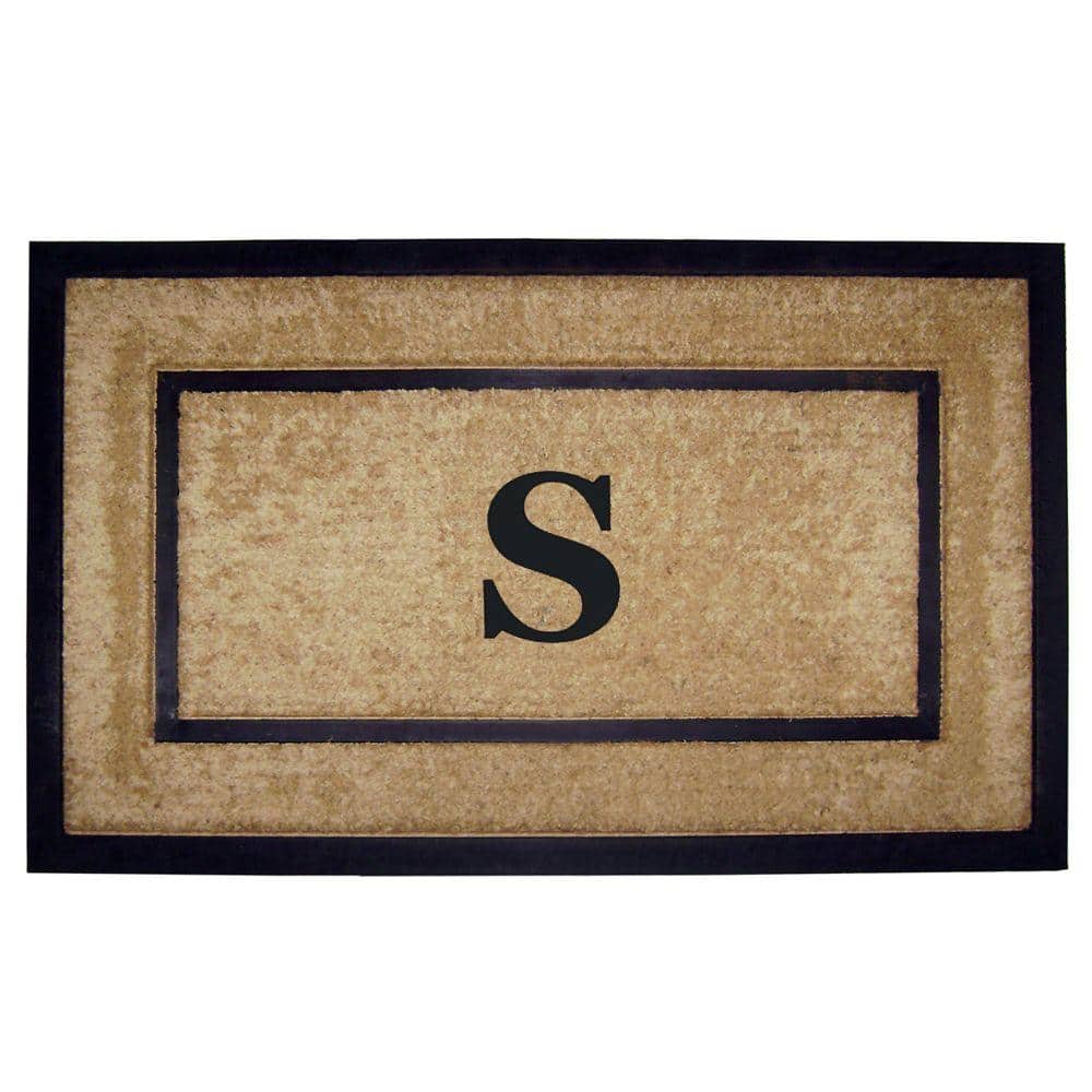 Heavy Duty Brown 22 in. x 36 in. Rubber Coir Single Picture Frame Monogrammed S Indoor Outdoor Door Mat price history on PriceWatchPro
