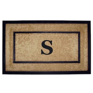 DirtBuster Single Picture Frame Black 22 in. x 36 in. Coir with Rubber Border Monogrammed S Door Mat