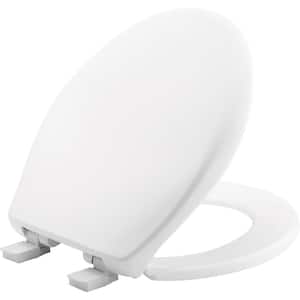 Affinity Never Loosens Slow Close Easy Clean Round Plastic Toilet Seat in White