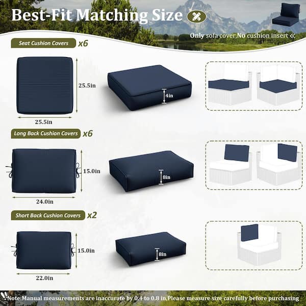 Kimunuk 14-Piece Outdoor Patio Cushion Cover, UV and Waterproof