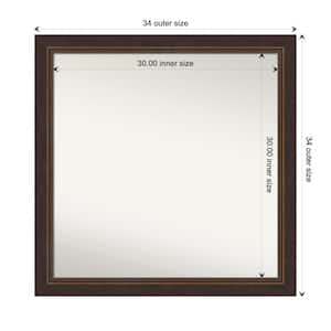 Lara Bronze 34.5 in. W x 34.5 in. H Custom Non-Beveled Wood Framed Bathroom Vanity Wall Mirror