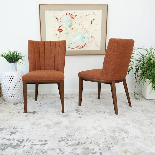 Ashcroft Furniture Co Elle Orange Fabric Side Chair Set of 2