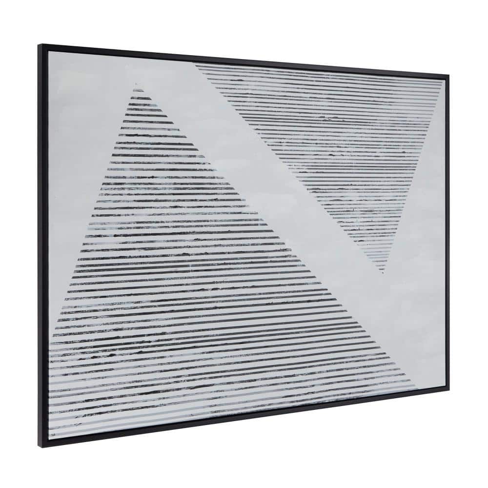 Large Black and White Geometric Abstract Canvas Painting