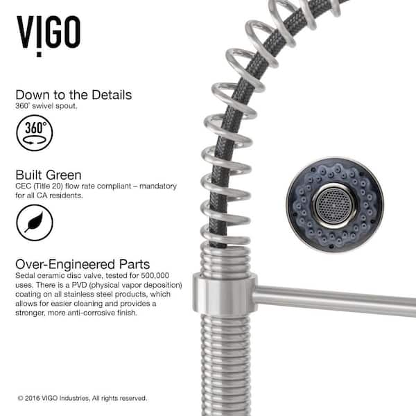 VIGO Edison Single Handle Pull-Down Sprayer Kitchen Faucet Set