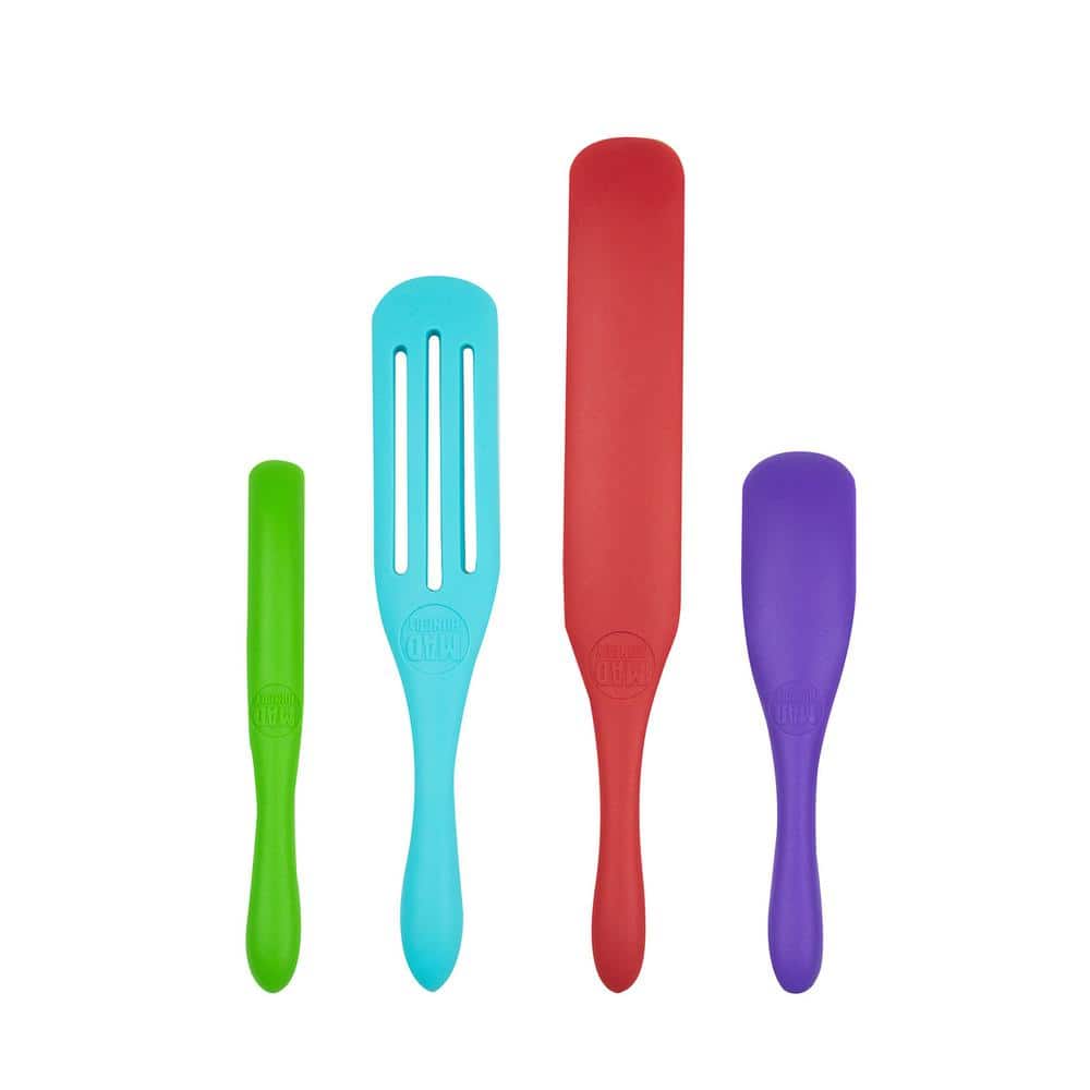  Mad Hungry Spurtle Silicone Set 2-Piece - Kitchen Spatula Spoon  Tools for Cooking, Narrow Jar Scraper, Mixing Spoons, Icing Cake & Frosting  Knife Spreader, Slim & Slotted Thin Paddle Spurtles Utensil 