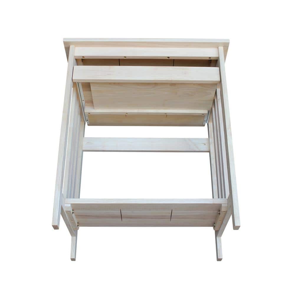 Unfinished Solid Wood Computer Cart with Keyboard Tray