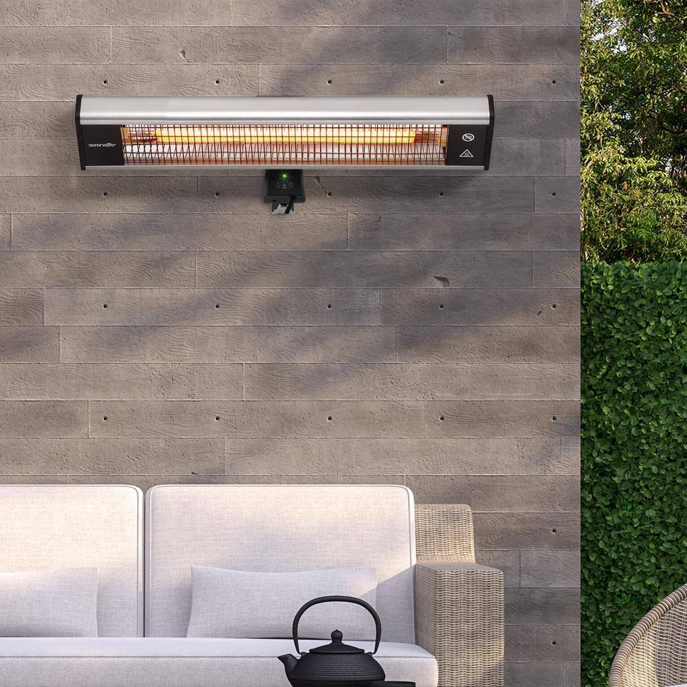 SereneLife 1500W Black Wall-Mounted Electric Patio Heater with Remote