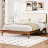 Brown Bamboo Frame Queen Platform Bed with Bamboo Frame Upholstered Adjustable Headboard