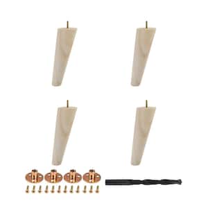 8 in. x 2-1/2 in. Mid-Century Unfinished Hardwood Round Taper Leg (4-Pack)