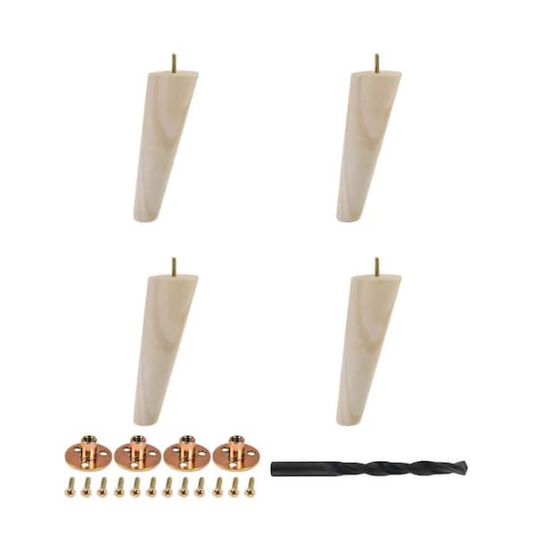 American Pro Decor 8 in. x 2-1/2 in. Mid-Century Unfinished Hardwood Round Taper Leg (4-Pack)