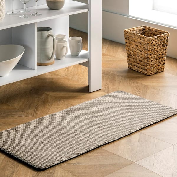 Casual Braided Anti Fatigue Kitchen or Laundry Room Black And White 20 in. x 42 in. Indoor Comfort Mat