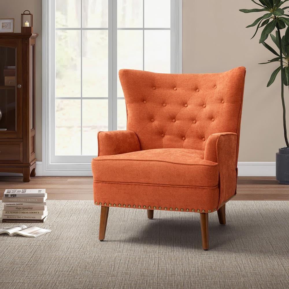 JAYDEN CREATION Laomedon Orange Armchair with Nailhead Trim CHM0565 ...