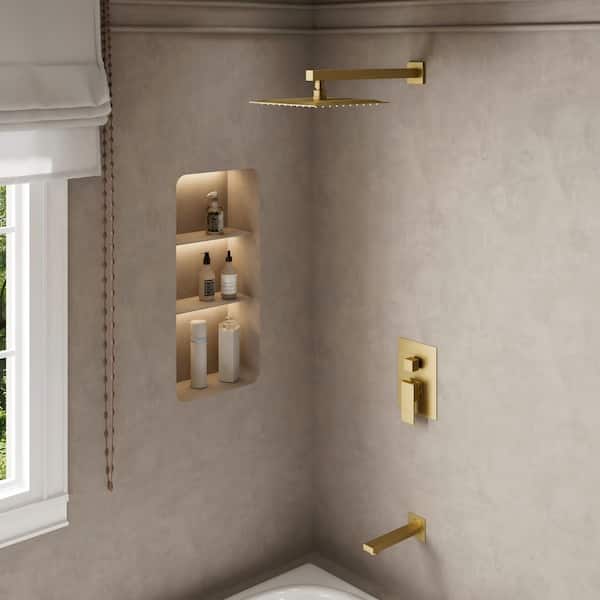 Crozet Single Handle 2-Spray Tub and Shower Faucet Shower Head with Pressure Balance 1.8 GPM in Brushed Gold