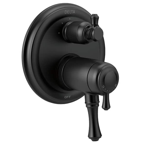 Cassidy TempAssure 3-Setting Integrated Diverter 3-Handle Valve Trim Kit in Matte Black (Valve Not Included)