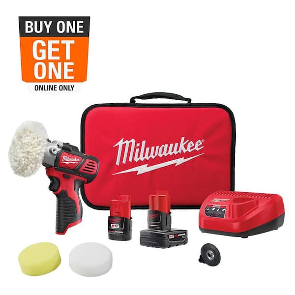 M12 12V Lithium-Ion Cordless Variable Speed Polisher/Sander Kit W/(2) M12 Batteries, Accessories, Charger & Tool Bag