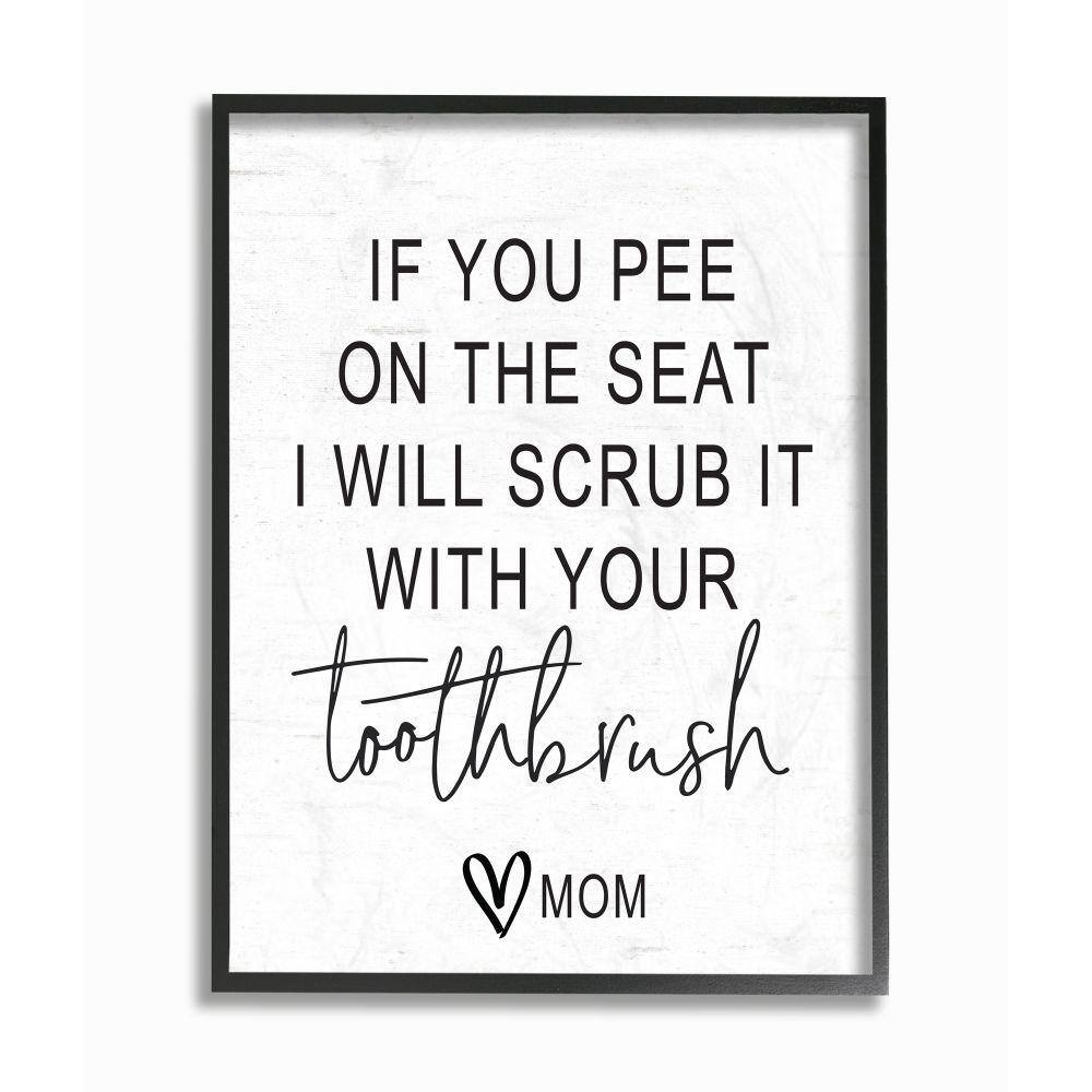 "11 in. x 14 in. ""Pee On Seat Bathroom Black And White"" by Lettered and Lined Framed Wall Art" price history on PriceWatchPro