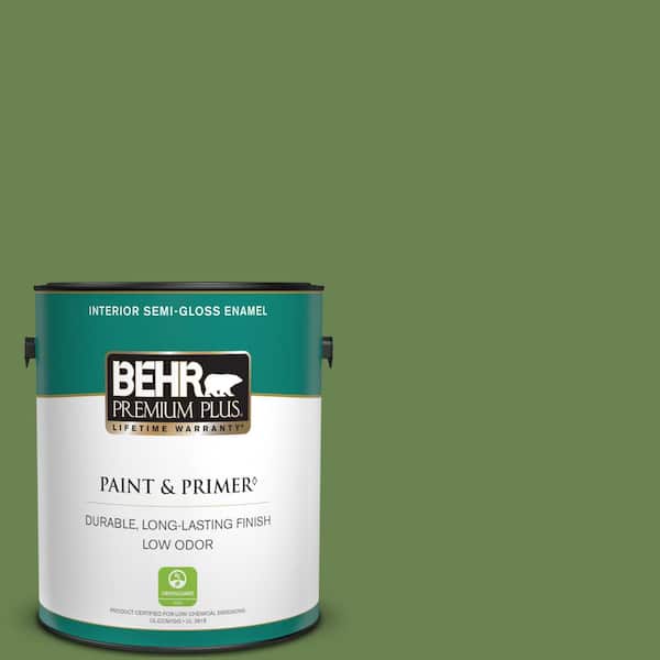 BEHR PREMIUM PLUS 1 gal. #430D-6 Happy Camper Semi-Gloss Enamel Low Odor Interior Paint & Primer