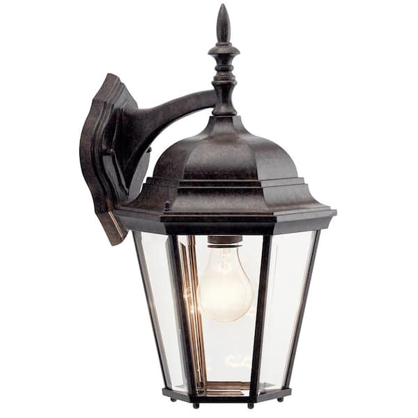KICHLER Madison 17 in. 1-Light Tannery Bronze Outdoor Hardwired Wall Lantern Sconce with No Bulbs Included (1-Pack)