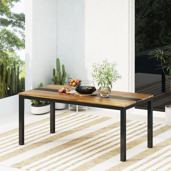 Unbranded LINDSEY Outdoor Dining Table, Black and Brown DT985