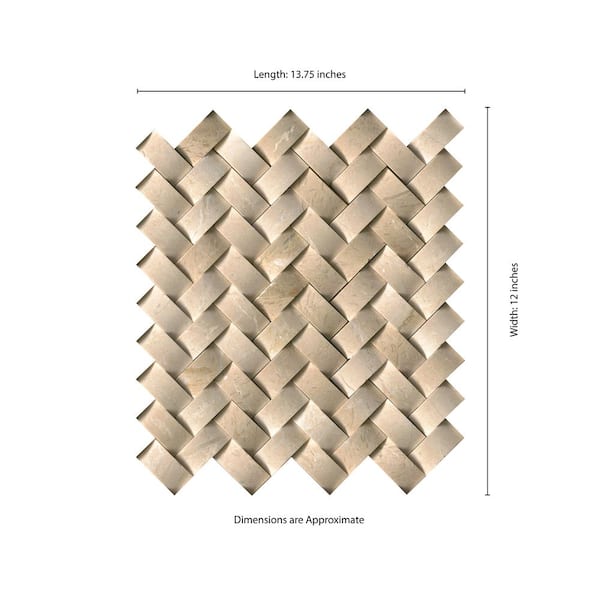 MSI - Take Home Tile Sample - Crema Herringbone 4 in. x 4 in. x 10 mm Polished Marble Mesh-Mounted Mosaic (0.25 sq. ft.)