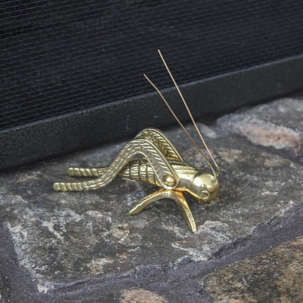 Polished Brass Cricket Hearth Figurine, 9"