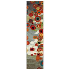 Tossed Floral Multi 2 ft. x 8 ft. Machine Washable Abstract Runner Rug