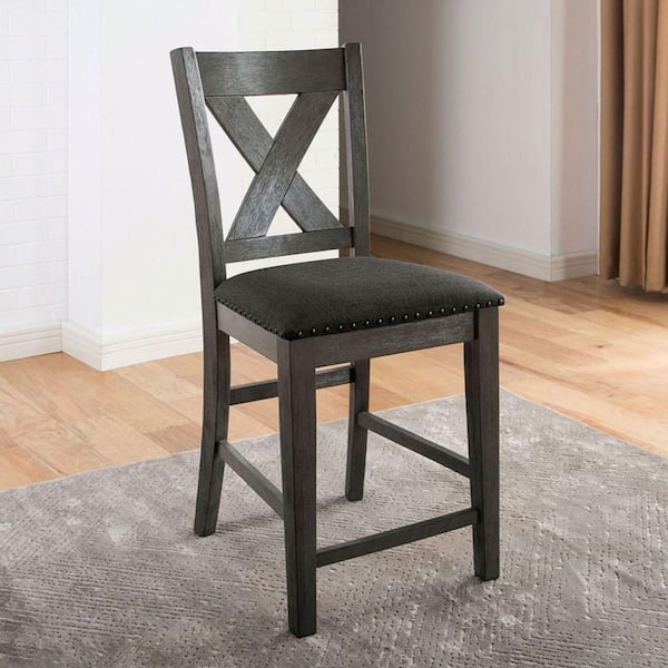 Zemara Gray/Charcoal Padded Fabric Seat Counter Height Chair Set of 2