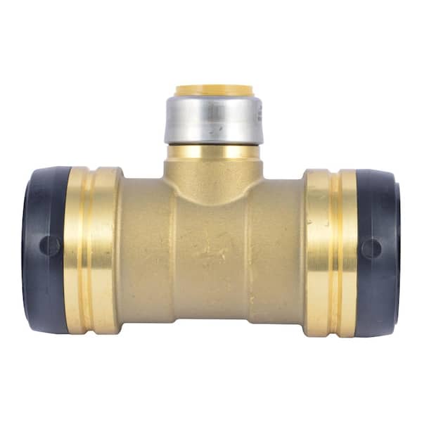 SharkBite 2 in. x 2 in. x 1 in. Push-to-Connect Brass Reducing Tee Fitting