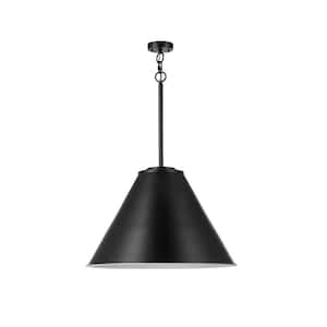 Irvine 1-Light Matte Black Pendant with White Interior and CEC Title 20 LED Bulb Included
