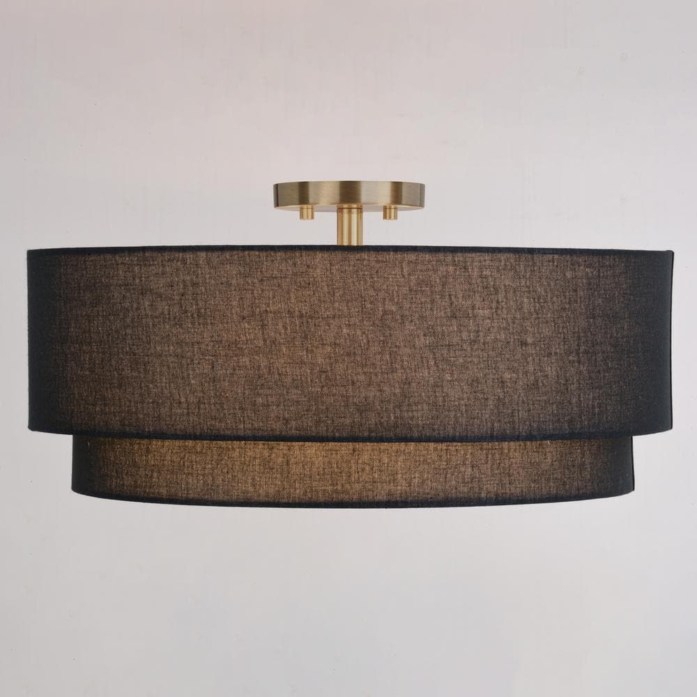 Burnaby 20.5'' Matte Brass and Black Linen Drum LED Ceiling Light