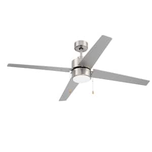 Terie 52 in. Indoor Dual Mount 3-Speed Reversible Motor Brushed Nickel Finish Ceiling Fan with Integrated LED Light Kit