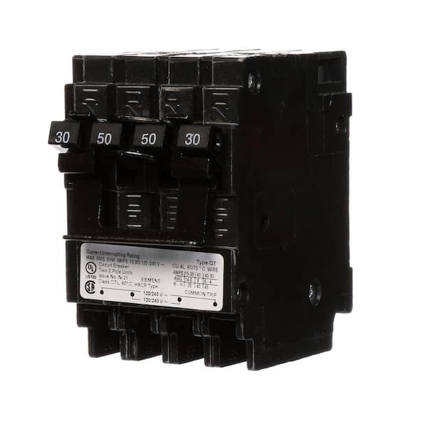 Siemens Quadplex One Outer 50 Amp Double-Pole and One Inner 30 Amp Double-Pole-Circuit Breaker