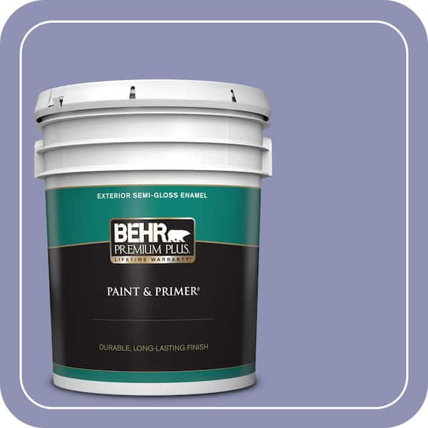 BEHR PREMIUM PLUS 5 gal. #630D-5 Wild Wisteria Semi-Gloss Enamel Exterior Paint & Primer