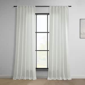 Off White Classic Faux Linen Rod Pocket Light Filtering Curtain - 50 in. W x 108 in. L (1 Panel)