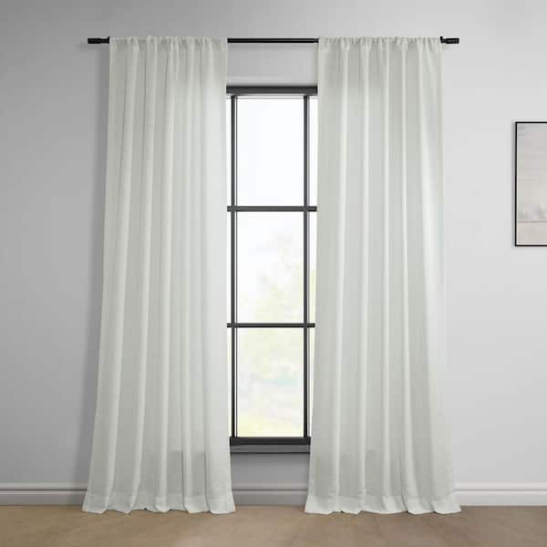 Exclusive Fabrics & Furnishings Off White Classic Faux Linen Rod Pocket Light Filtering Curtain - 50 in. W x 108 in. L (1 Panel)