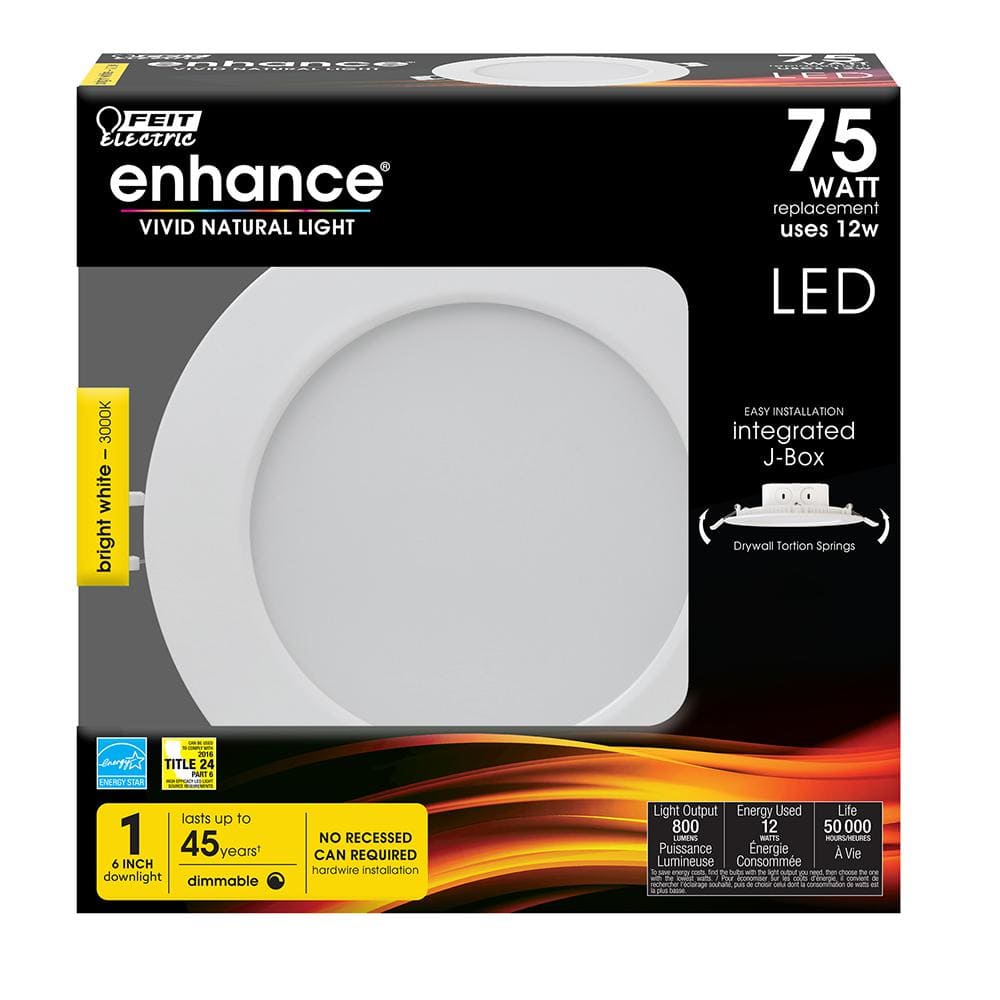 Bright White 3000K Aluminum LED Downlight with Dimmable Integrated J-Box