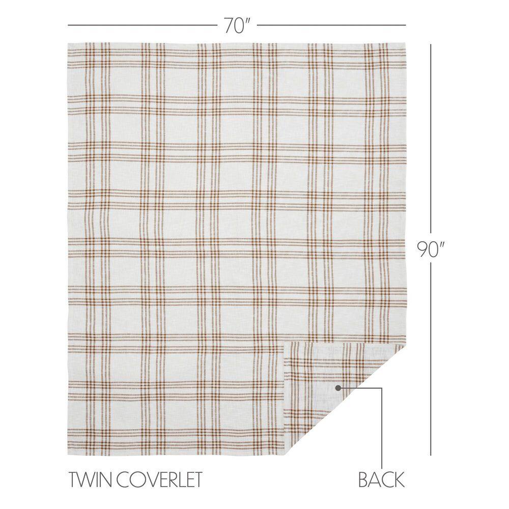 White and Tan Plaid Cotton Twin Duvet