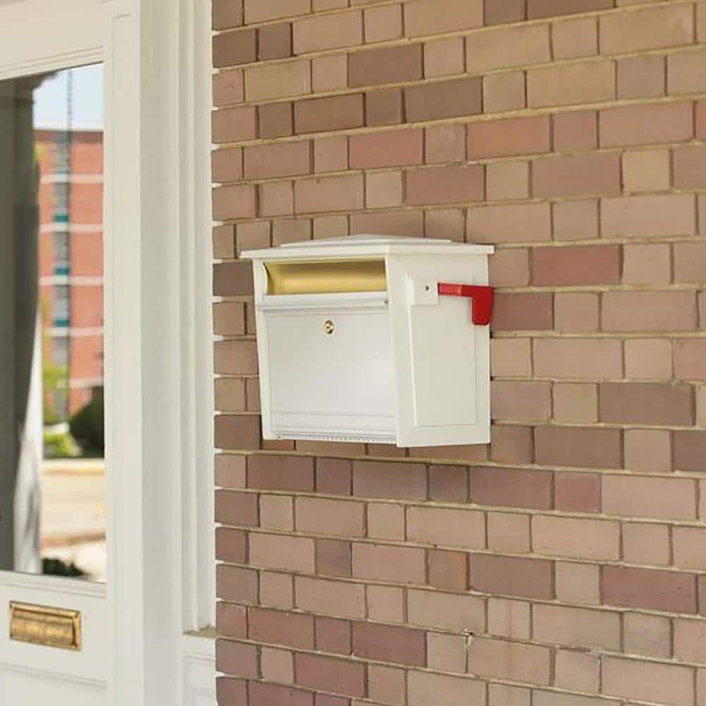 Medium White Aluminum Locking Wall Mount Mailbox