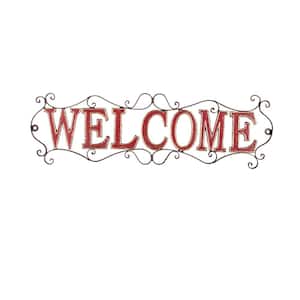 19 in. "Welcome" Bronze Metal Wall Decorative Sign