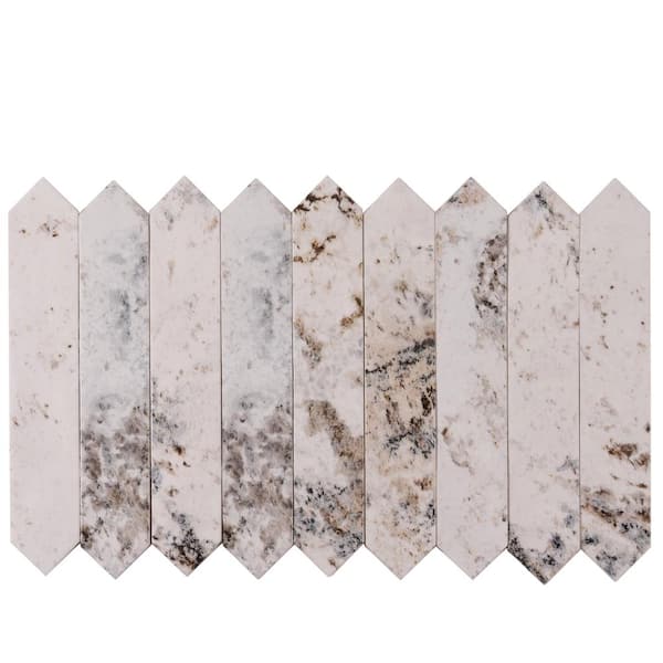 Festa White 1.7 in. x 9.6 in. Glossy Ceramic Picket Wall and Floor Tile (2.37 sq. ft./case) (23-pack)