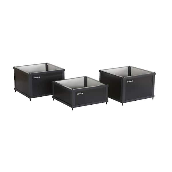 Unbranded Havana 3-Piece Black Aluminum Frame Flower Boxes