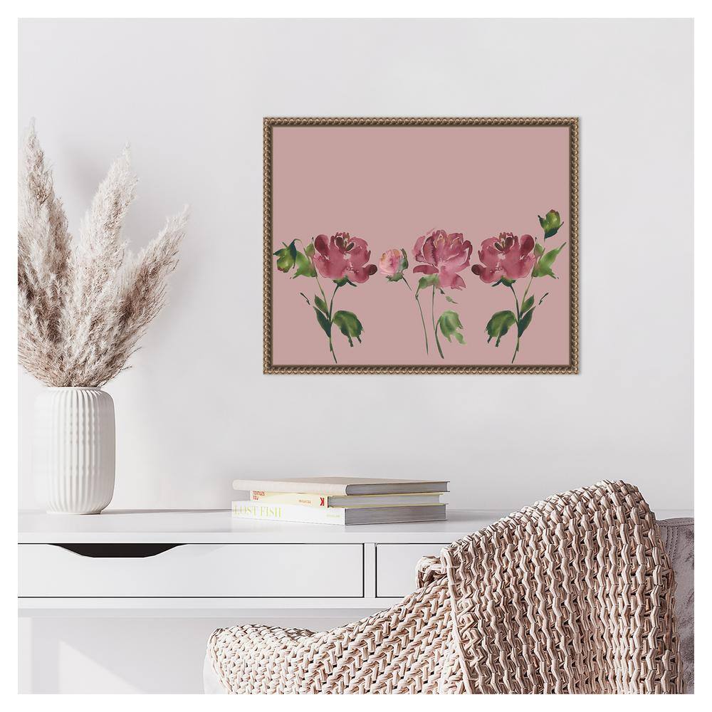 Mauve Peonies Beaded Framed Canvas Wall Art