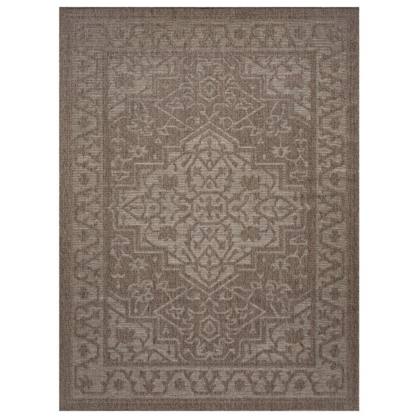 Tulum Brown 9 ft. x 12 ft. Center Medallion Contemporary Area Rug