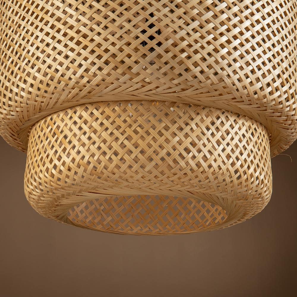 Drusilla 20" Handcrafted Rattan Pendant Light in Natural Brown