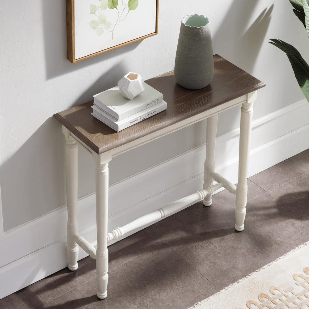 Toscana Ecru and Otter Two-Tone Console Table with Storage